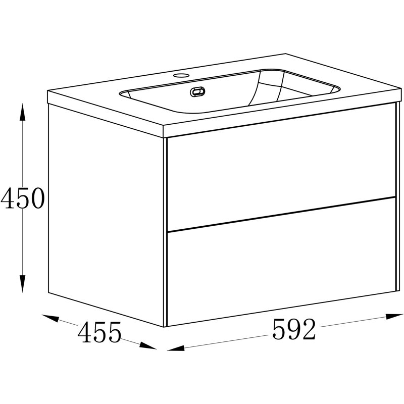 Benta 592 mm Single Vanity with Integrated Resin Basin, White