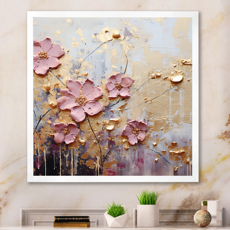 Fleurs de cerisier minimalistes - fleurs d'art cerisier en fleurs, Cadre simple blanc, H 36 po x l 36 po x P 1,5 po