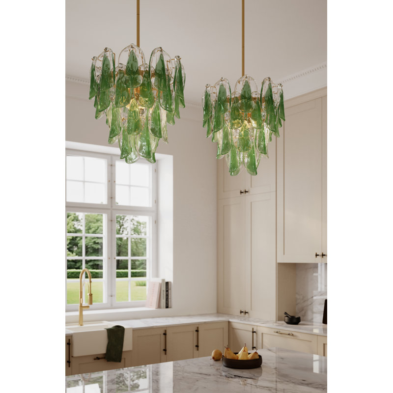 Luminaire suspendu 5 lumières Verla Crest, Transparent / vert