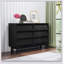 Commode double à six tiroirs de style vintage avec design biseauté et grand espace de rangement pour une organisation élégante de la chambre