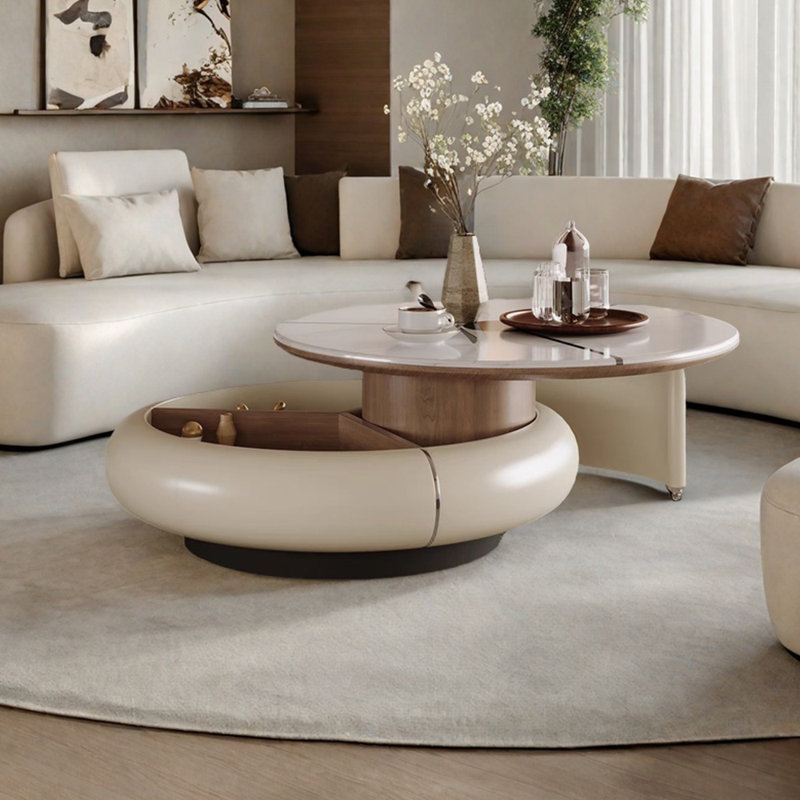 Table de bout rotative minimaliste créative de style crème