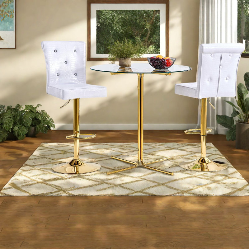 Ensembles de table de salle à manger (doit inclure la table et la chaise), bistro en verre doré