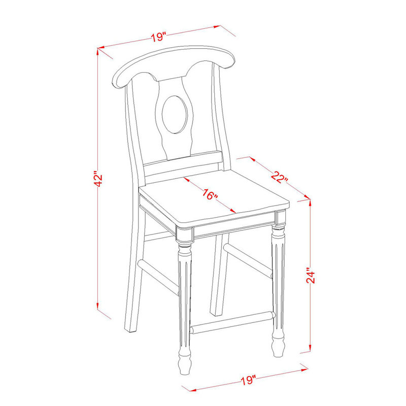 Kenley Counter Height Dining Chairs - Napoleon Back Solid Wood Seat Chairs, Set of 2, Buttermilk & Cherry, Buttermilk/Cherry