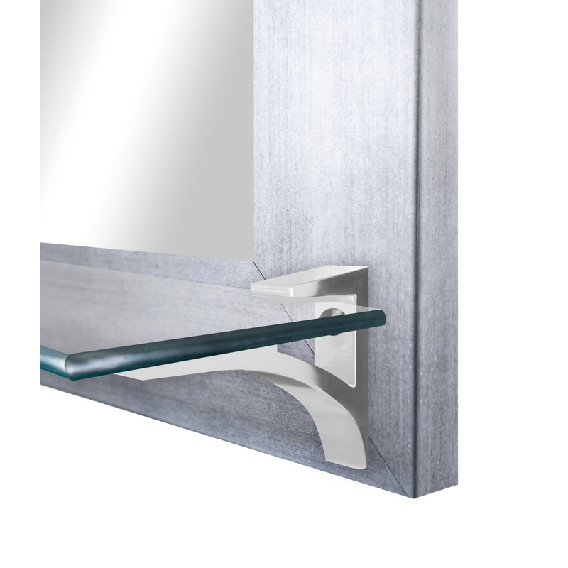 Kridia Flat Wall Mirror, Vertical, 25.5" H x 21.5" W, Matte Silver