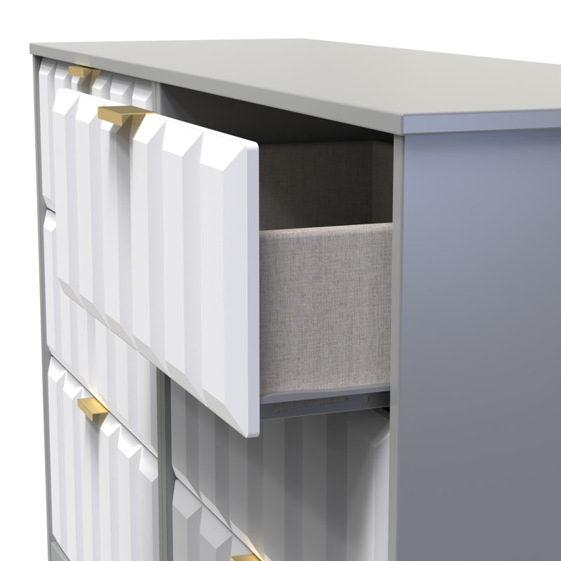 Besian 115cm W 6 - Drawer Chest of Drawers, White Matt/Dusk Grey