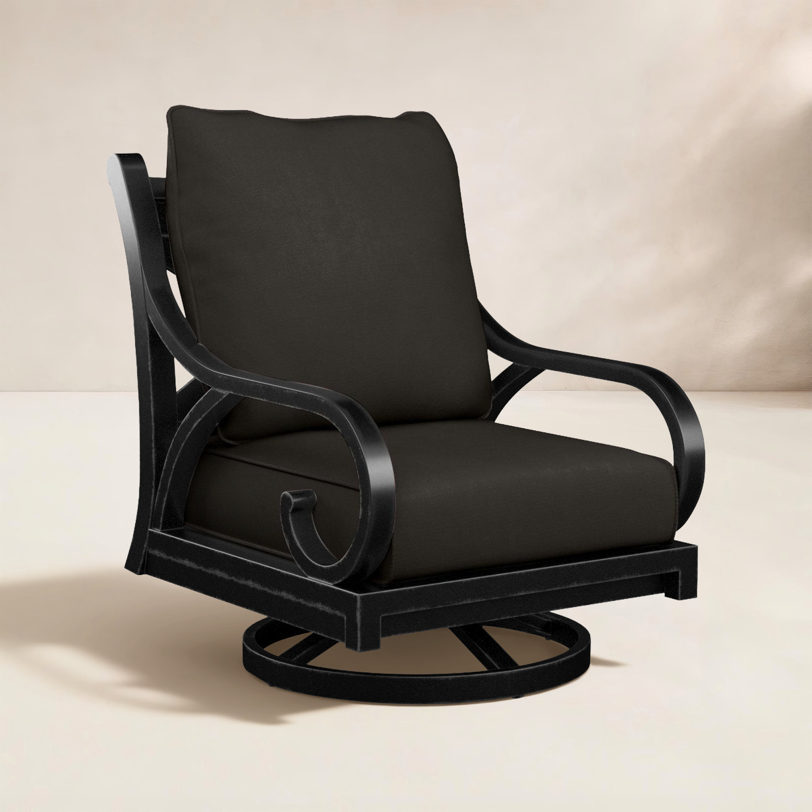 Monterey Sunbrella® Swivel Patio Lounge Chair, Spectrum Carbon Sunbrella® Plainweave