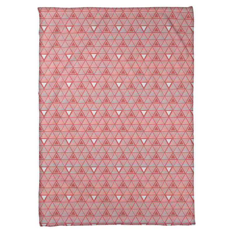 Couverture polairee triangles à la main, l 50 po x L 60 po, Rouge / Blanc
