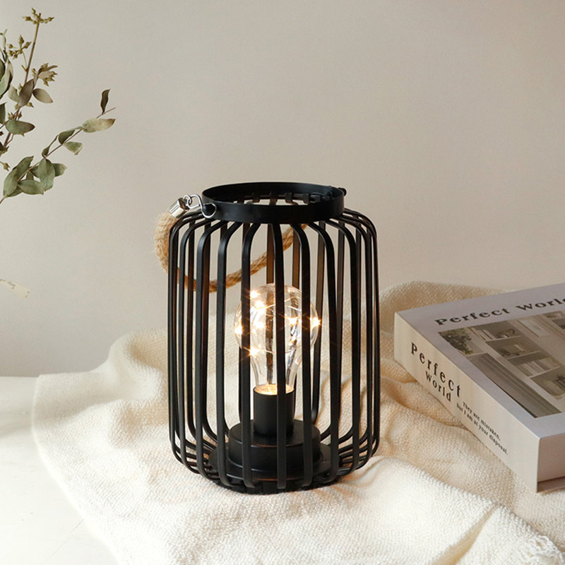 19cm High Metal Cage Decorative Lamp Battery Powered Light