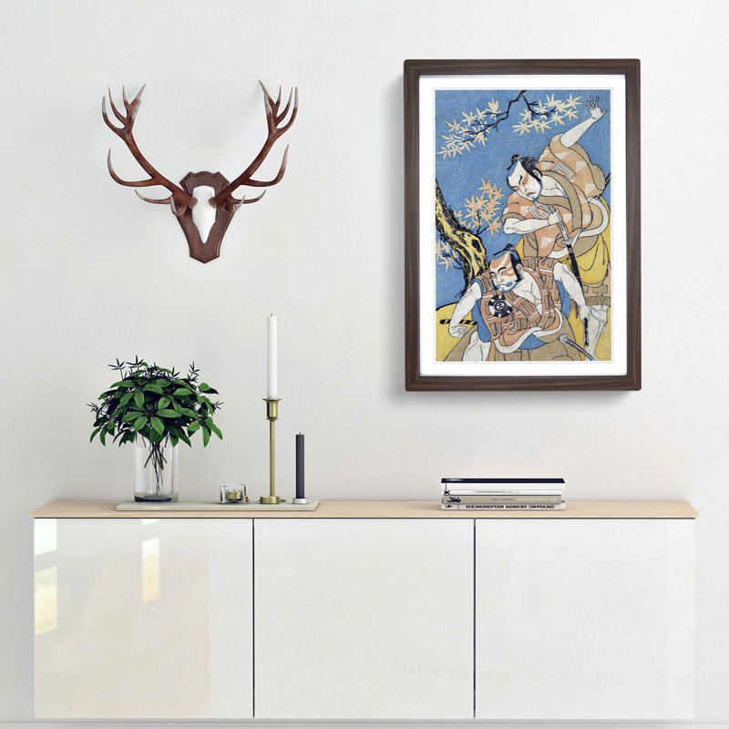 Otokoyama Yunzei Kurabe by Katsukawa Shunsho - Framed Print, 65cm H x 48cm W x 2cm D, Walnut Framed