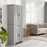 Bathroom Storage Cabinet with Doors and Drawer, Multiple Storage Space, Adjustable Shelf, Grey (Old Sku:WF308204AAE)