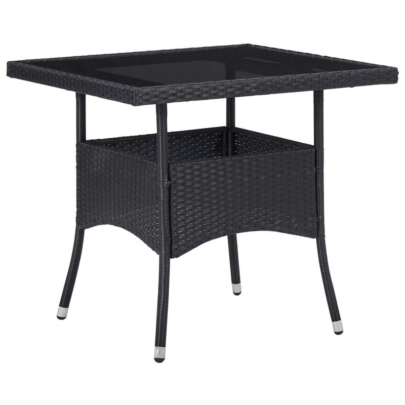 Ensemble de salle à manger de jardin, Blanc / noir / plateau en verre