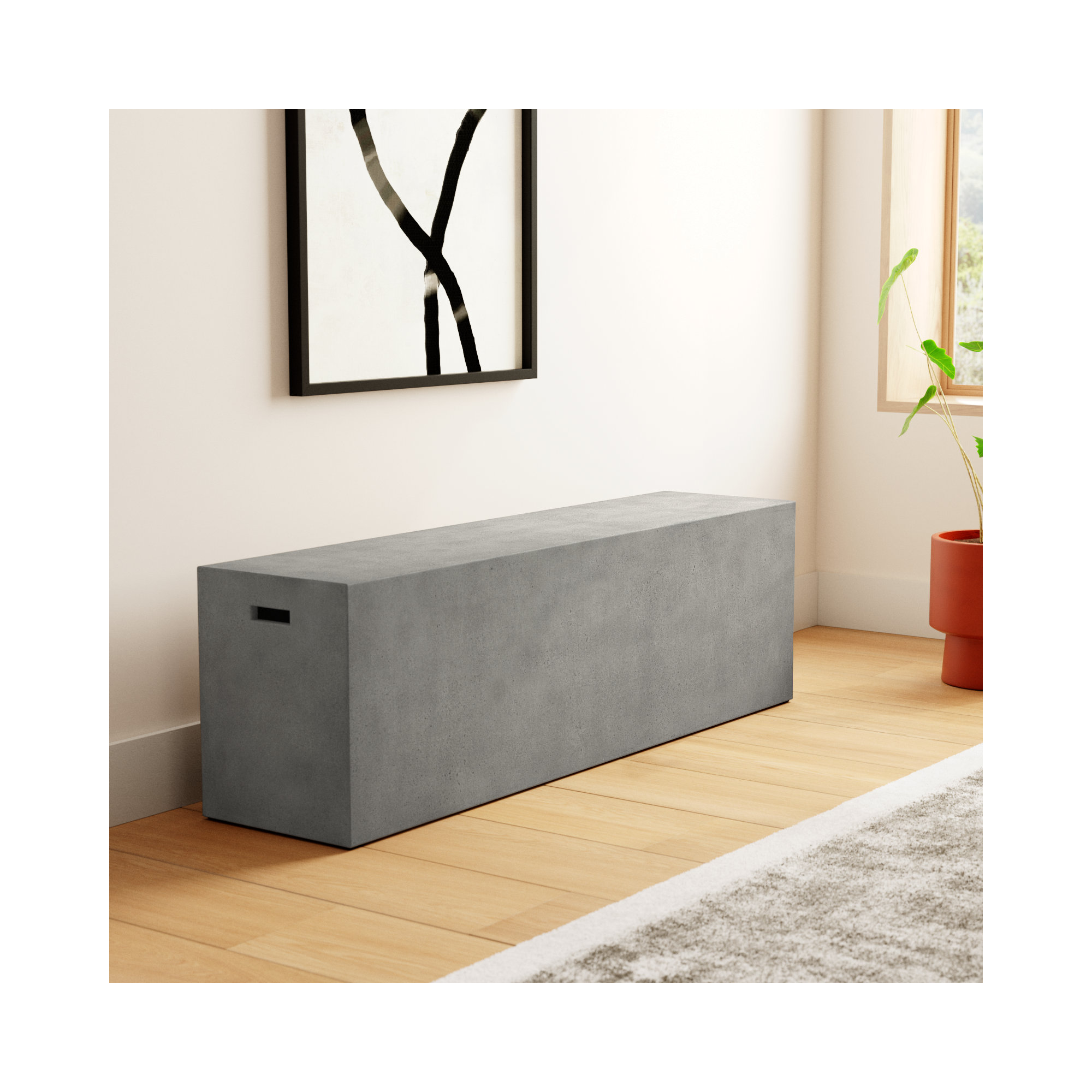 Kareen Bench, Dark Gray, 18"H x 60" W x 14" D
