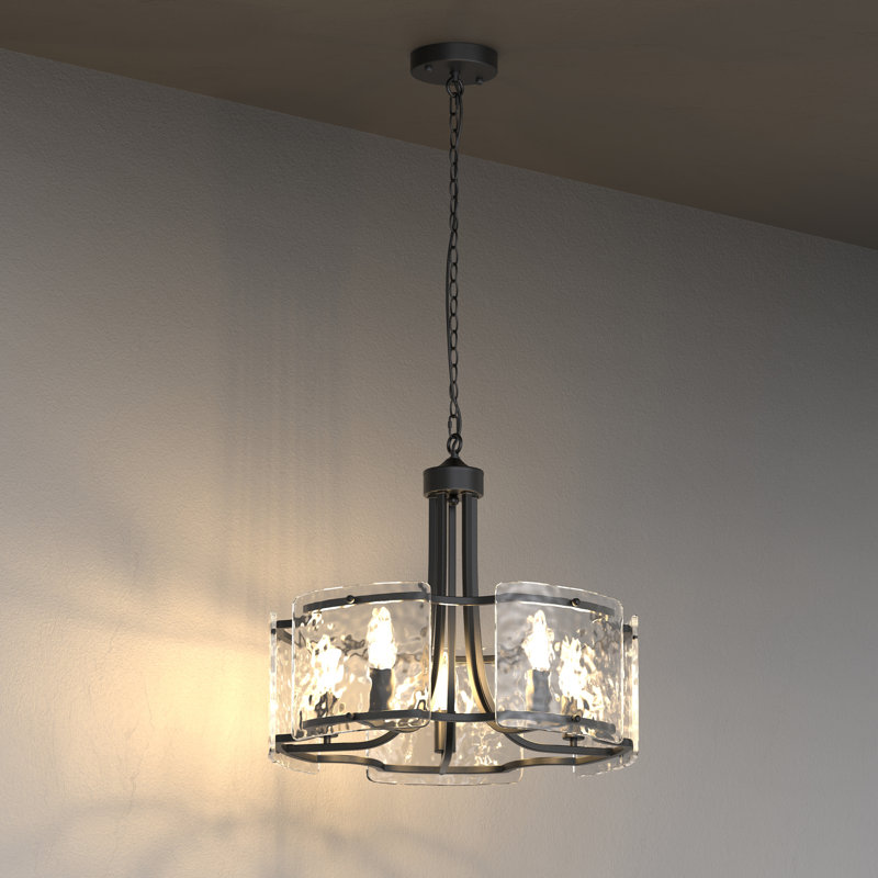 Lustre tambour 5 lumières 19 pouces, Noir mat