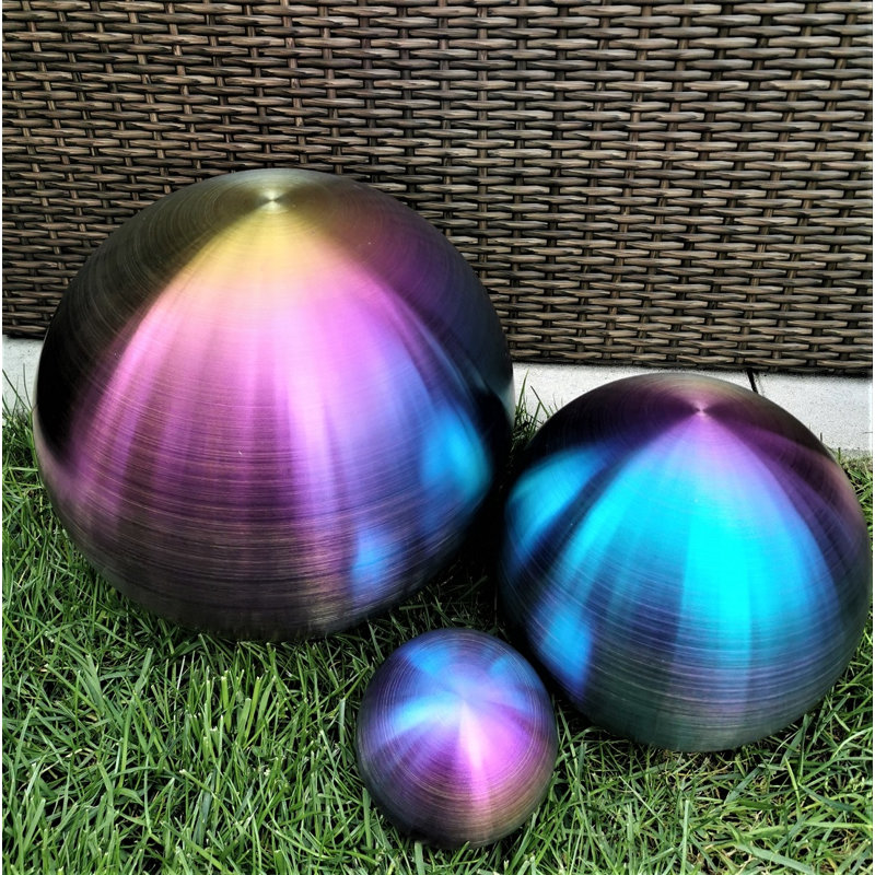 Daydrian Stainless Steel Gazing Ball, 30cm H x 50cm W x 40cm D, Turquoise/Purple/Yellow matt 
