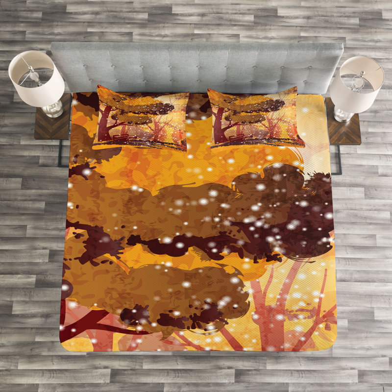 Orange/Brown/Pink 100% Microfibre Bedspread, 220 x 264 cm