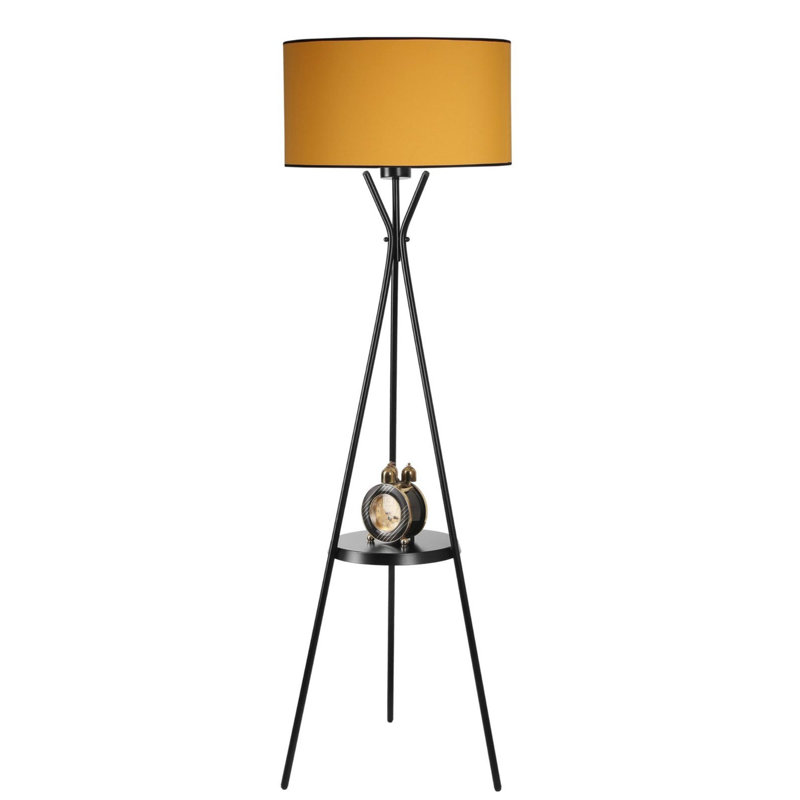 Luro Elegant Mustard Floor Lamp, Metal Body, 62.2 in Height | 17.7 in Cap Diameter & 19.7 in Foot Diameter | E27 Socket (Max 60W) | On/Off Switch on Cable | Stylish Lighting for Living Room & Office Décor
