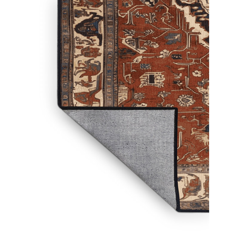 Machine Washable Persian Brown Area Rug, Square 4'