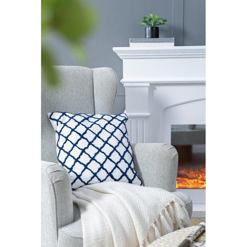 20" x 20" Blue and White Embroidered Throw Pillow Set