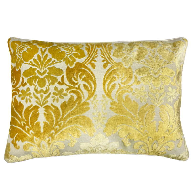 Damask Feather Throw Pillow, Mimosa