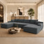 Canapé modulaire 126 po avec méridienne en forme de U, poches latérales et porte-gobelet 126 po, conception modulaire moderne, assise profonde, canapé rembourré, aucun assemblage requis-130837552