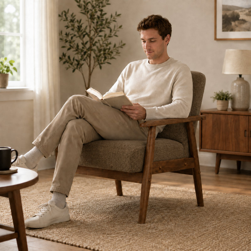 Chaise d'appoint rembourrée Bridgeview, Espresso Linen