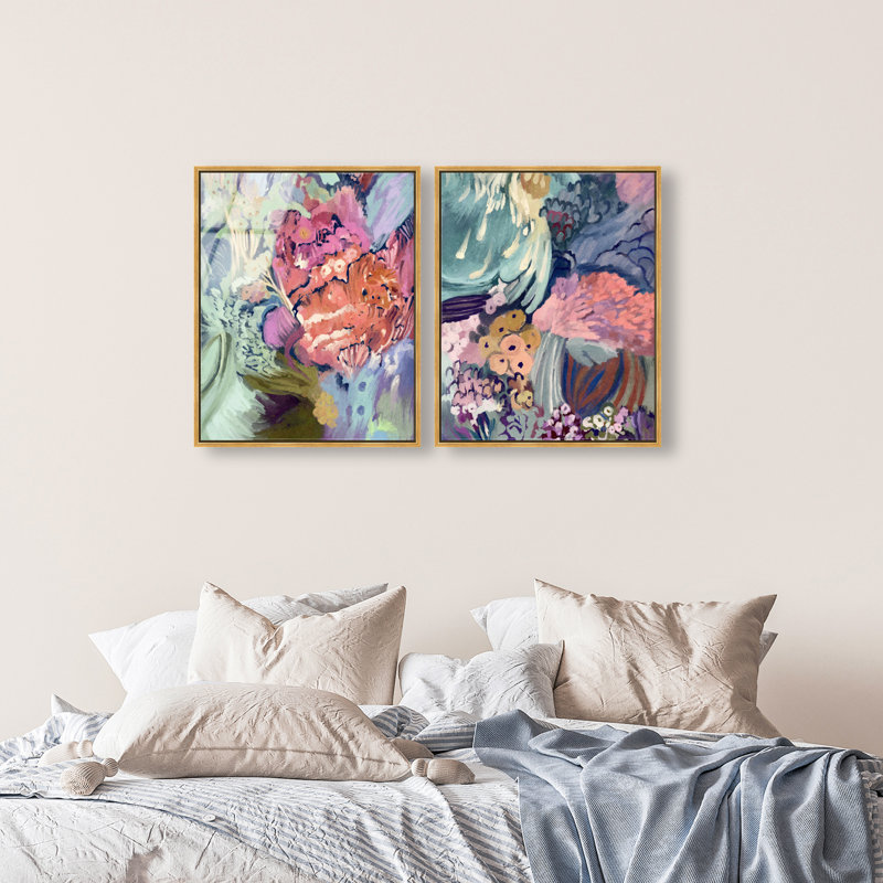 Abstract Botanicals Set High-Gloss Frameless Acrylic Glass Wall Art Abstract Print by Oliver Gal, Ready to Hang, 16 x 20