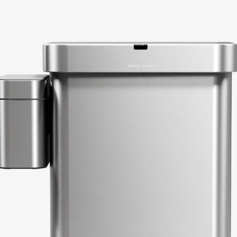 simplehuman 58L rectangular sensor can with voice and motion control, brushed stainless steel