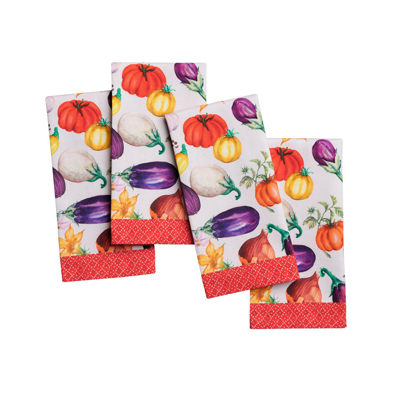Maison d' Hermine Cloth Napkins Set of 4 100% Cotton Everyday Reusable Square Napkins Cloth Washable Dinner Party Wedding Restaurant Valentines Day Decorations Spring/Summer (Ratatouille, 18" x 18")