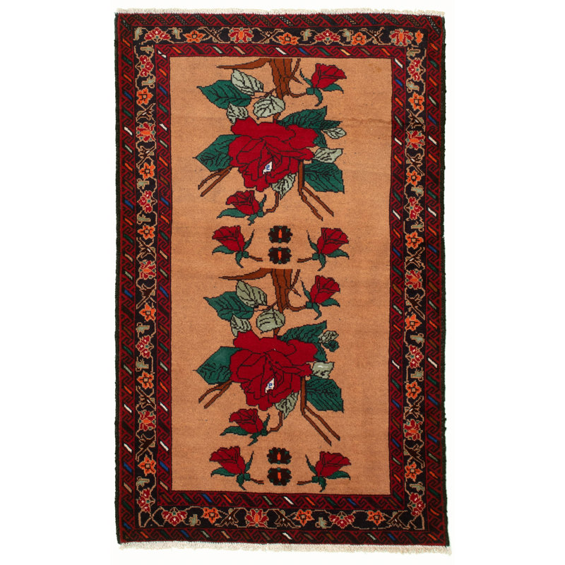 One-of-a-Kind 3'2" X 6'1" 1980s Wool Area Rug in Red