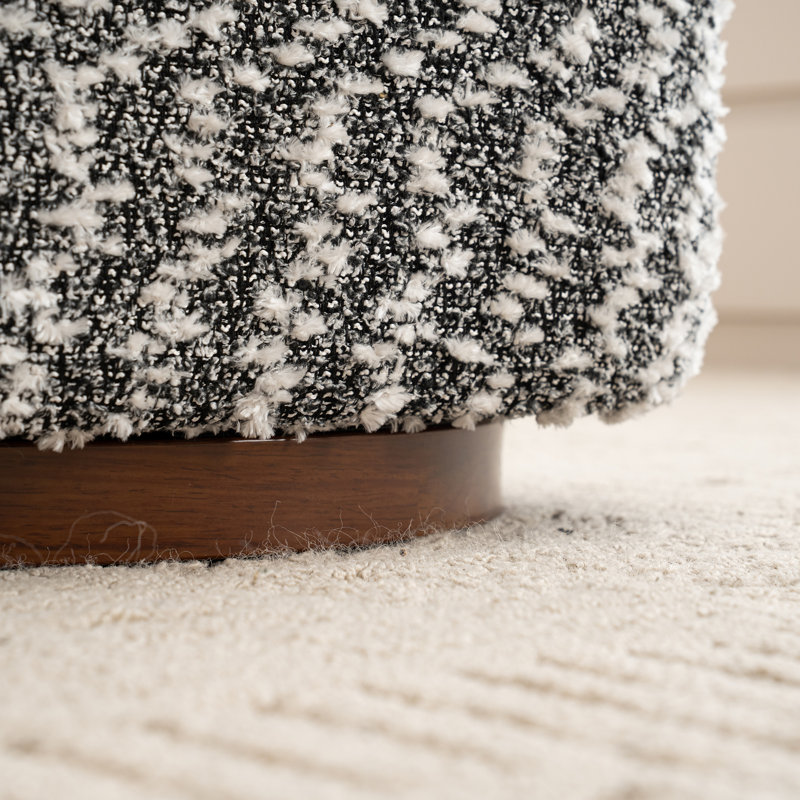 15" Wide Upholstered Swivel Pouf Ottoman, Black, Brown