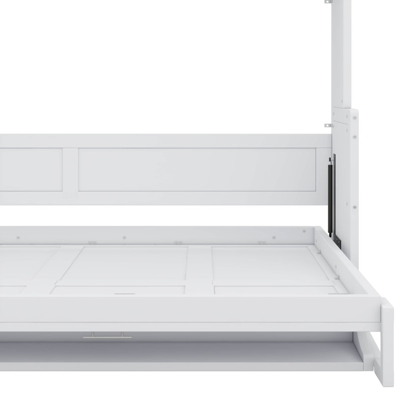 Mihoko Murphy Bed Cabinet with Display Shelf, White, Queen