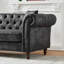 Canapé en tissu 66 po Chesterfield ‌tech, canapé à accoudoirs roulés en tissu de haute technologie, canapé rembourré de style Mid-Century moderne, canapé 2 places pour le salon, le bureau, un appartement, noir-851071481