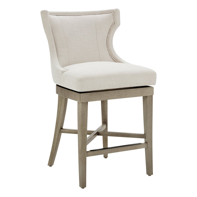 Cairo Willow Upholstered Swivel Counter Stool, Effie Linen Performance Linen