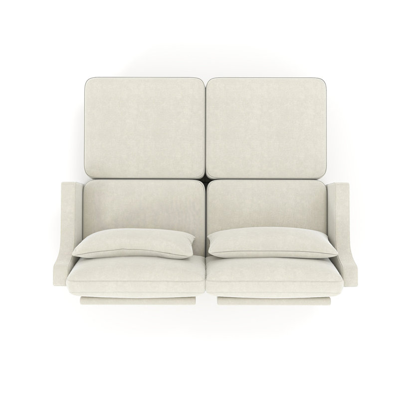 Canapé deux places en tissu de chenille avec 2 repose-pieds et 2 coussins lombaires, Beige