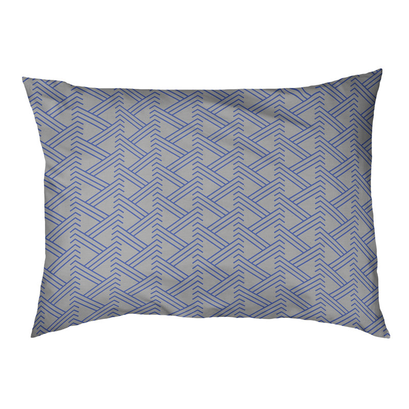 Coussin pour chien en extérieur à motif zig zag Chen, Moyen (l 40 po x P 6,5 po x H 30 po), Gris / Bleu