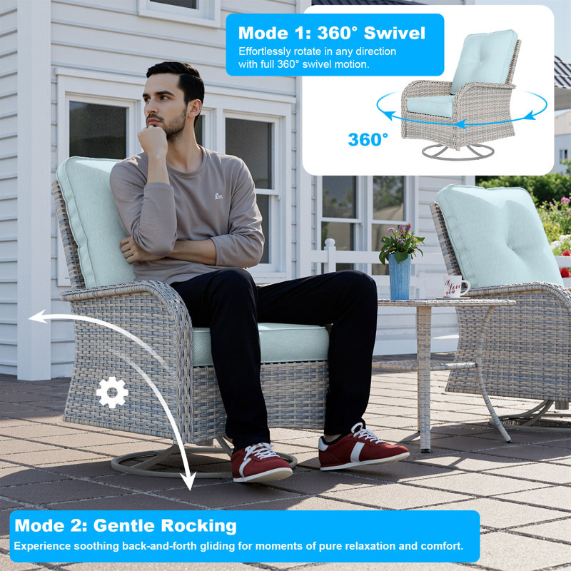 10-Piece Patio Furniture Set, Outdoor Patio Furniture with Swivel Chairs Set, Thick Cushions, Modular Patio Sofa, Dual-Strand Wicker Rattan, Rust-Resistant Frame,