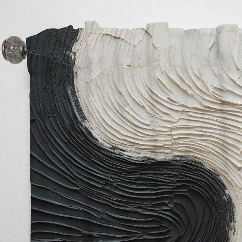 Minimalism Black And White Paint Reunion - Nautical Room Darkening Coastal Curtain - 1 Panel, L 52 po x L 63 po