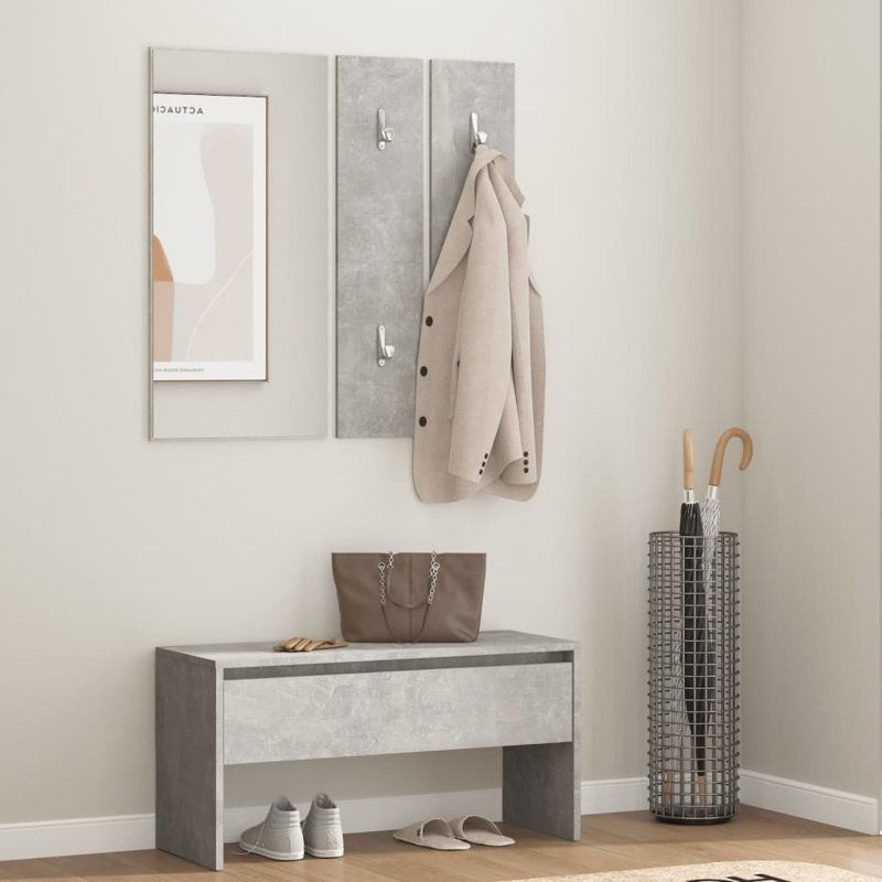 Ivens vidaXL Hallway Furniture Set Engineered Wood, Grey