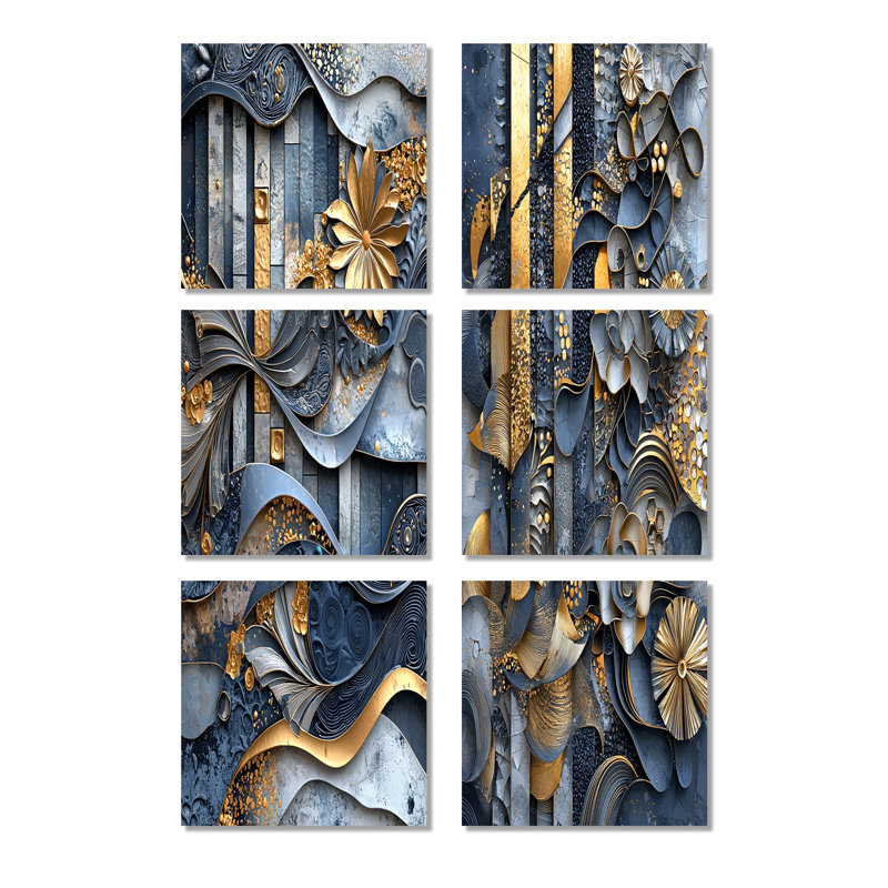 Moazami - ensemble de 6 reproductions d'art abstrait, Toile tendue, Ne s’applique pas