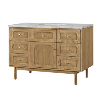 Laurent 48" Single Vanity, Light Natural Oak W/FreePower Wireless Charger
