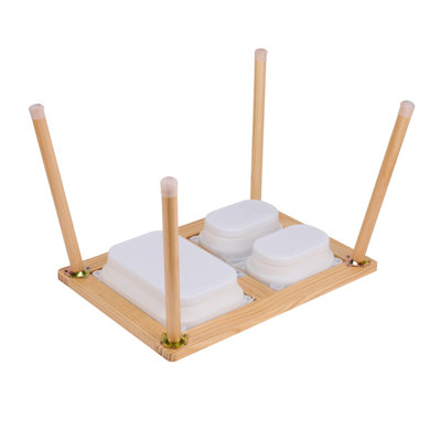 Table sensorielle en bois naturel pour tout-petits avec bacs de rangement - Table d'activités à double face pour enfants
