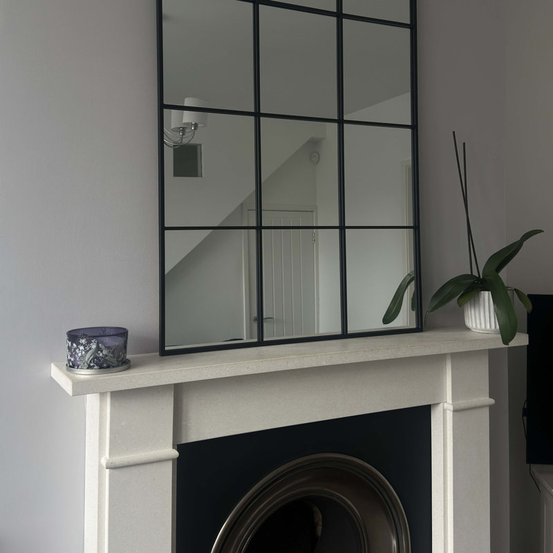 Rectangle Metal Window Panel Mirror, Black, 90cm H x 60cm W
