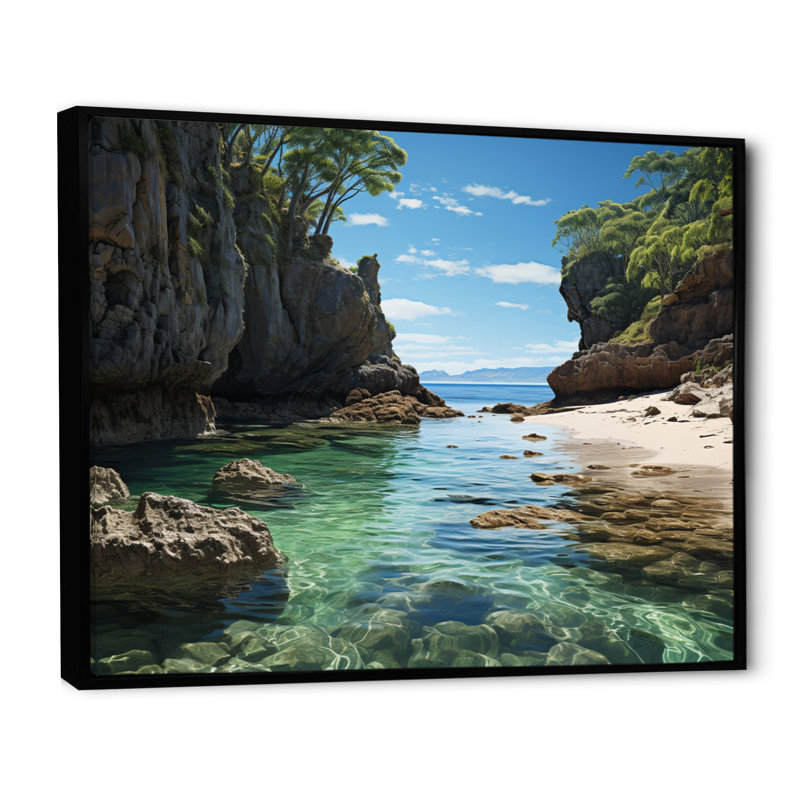 Allanna Beach Rocky Retreat II - impression, H 30 po x l 40 po x P 1,5 po, Cadre flottant noir