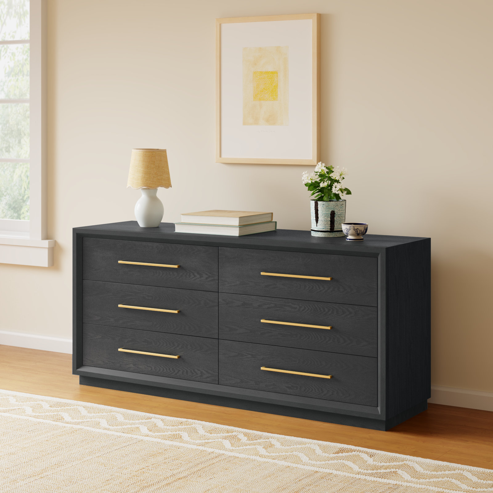 Langley 6 Drawer 67.99" W Dresser, Gray