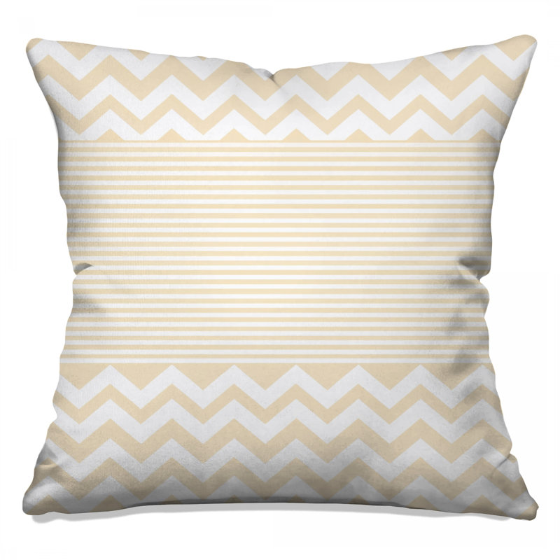 Beige Zigzag Stripes Double Sided Throw Pillows, 14 x 14 inches