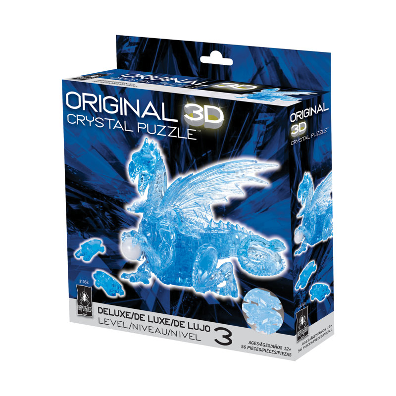 Blue Crystal Dragon 3D Puzzle with Marble Egg