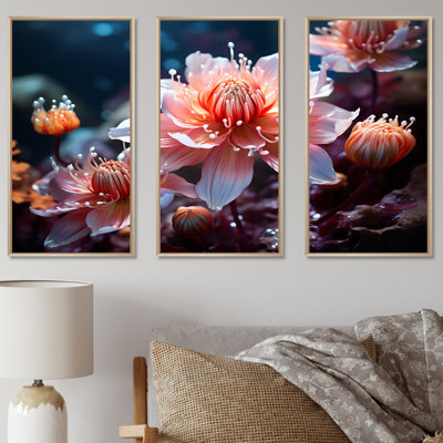 «Petals Of Serenity Pink Flower Harmony» - ensemble d'art mural sur toile