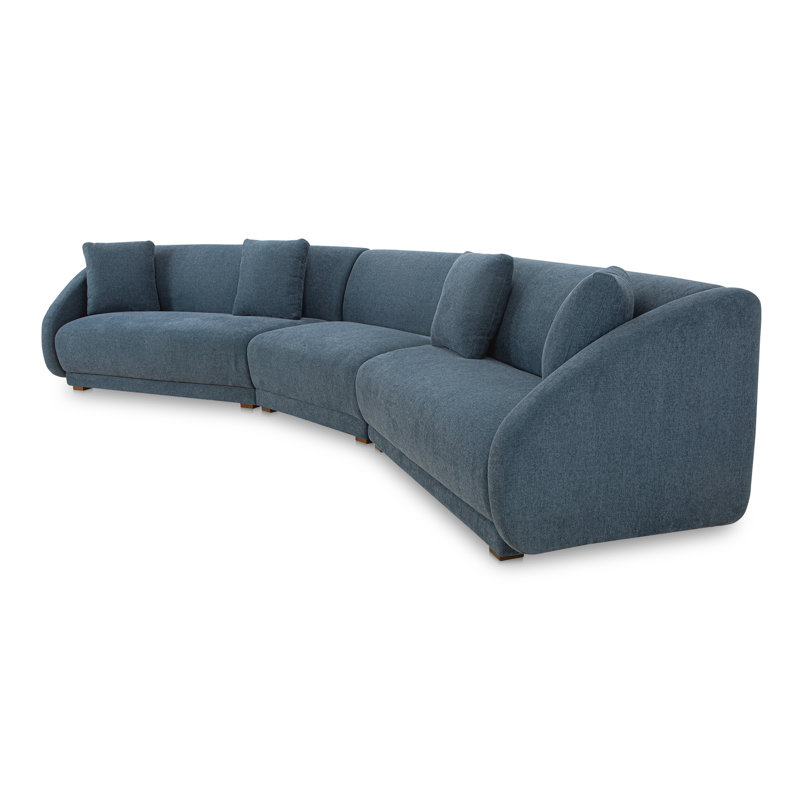 Fraser 3 Piece Modular Sectional With Slipper White, Blue Polyester