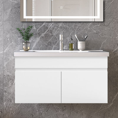790mm Single Bathroom Vanity with Integrated Ceramic Basin