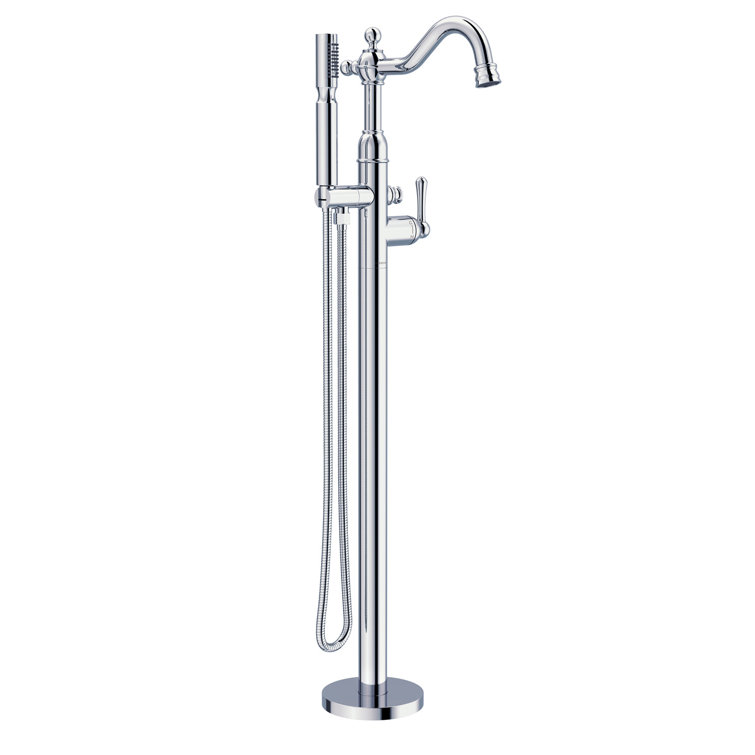 Traditional Floor Mounted Roman Tub Faucet Trim with Handshower